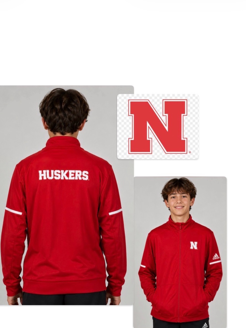 NWT [adidas] Nebraska Cornhuskers NCAA Full Zip-Up Track Jacket Youth L (14/16)